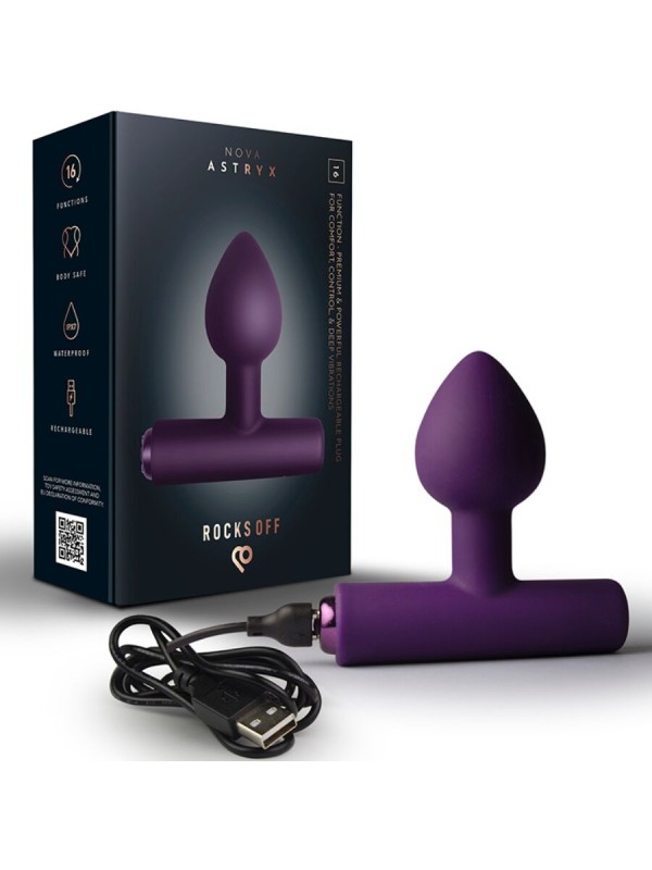 ROCKS OFF NOVA ASTRYX PREMIUM PLUG ANAL RECARGABLE 16 FUNCIONES NEGRO
