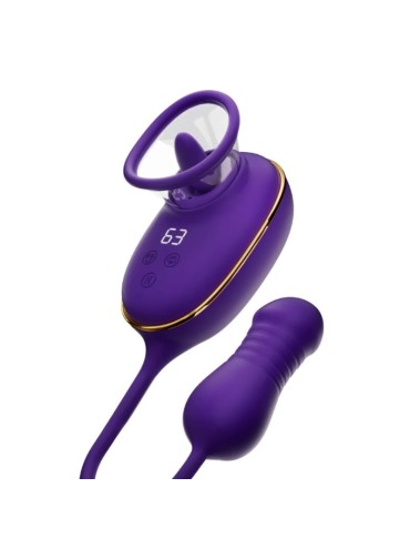 SHEEO SUCCIONADOR DE CLITORIS CON EFECTO LICKING Y ESTIMULADOR ANAL MORADO