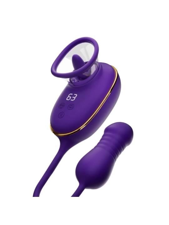 SHEEO SUCCIONADOR DE CLITORIS CON EFECTO LICKING Y ESTIMULADOR ANAL MORADO