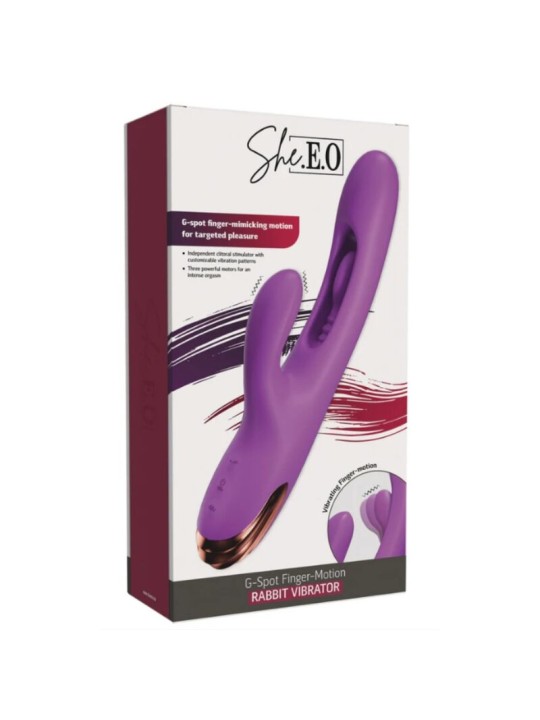 SHEEO VIBRADOR RABBIT PUNTO G CON MOVIMIENTO DIGITAL MORADO
