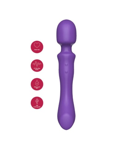 SHEEO WAND MASAJEADORA VIBRADORA DE DOBLE EXTREMO MORADA