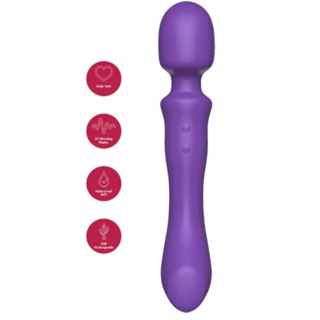 SHEEO WAND MASAJEADORA VIBRADORA DE DOBLE EXTREMO MORADA