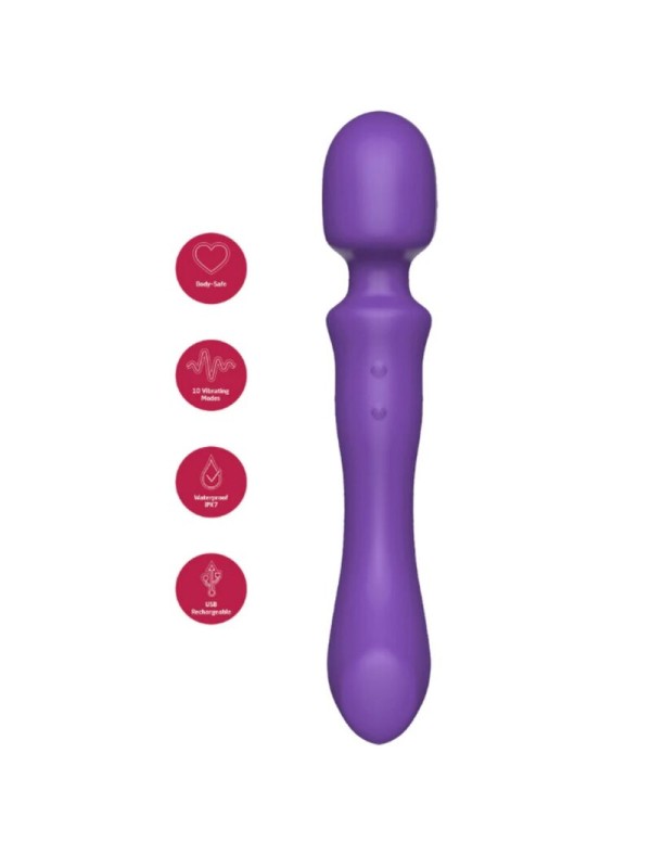 SHEEO WAND MASAJEADORA VIBRADORA DE DOBLE EXTREMO MORADA