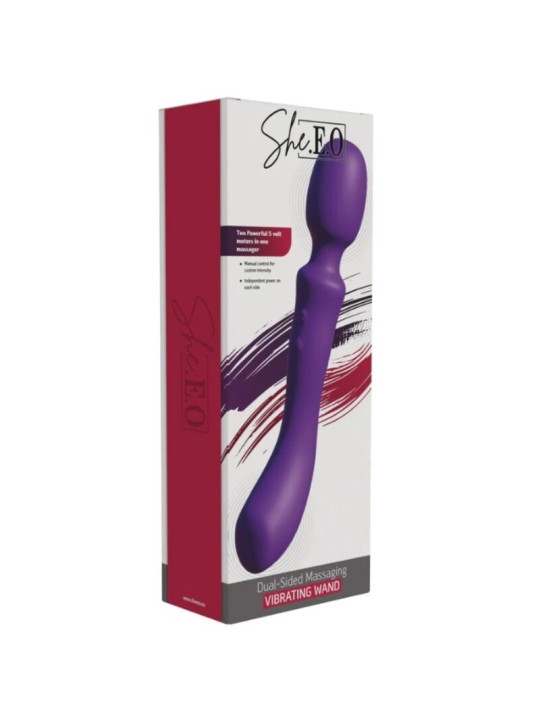 SHEEO WAND MASAJEADORA VIBRADORA DE DOBLE EXTREMO MORADA