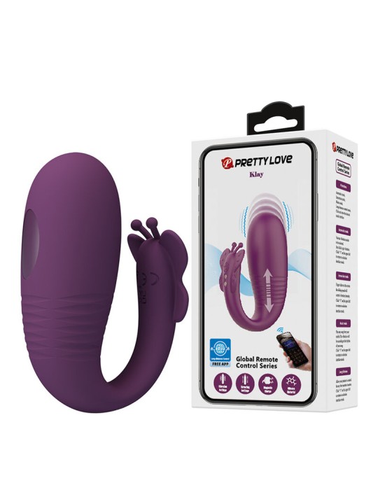 PRETTY LOVE KLAY VIBRADOR HUEVO CON EMPUJE APP CONTROL MORADO
