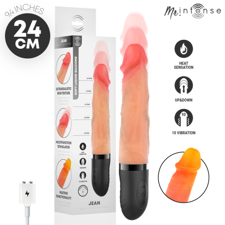 MR INTENSE JEAN VIBRADOR UPDOWN SILICONA CON EFECTO CALOR 24 CM O 38 CM