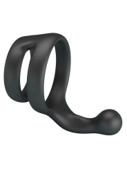 CRAZY BULL YANCY ANILLO DOBLE PARA PENE Y TESTICULOS SILICONA NEGRO