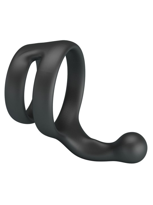 CRAZY BULL YANCY ANILLO DOBLE PARA PENE Y TESTICULOS SILICONA NEGRO