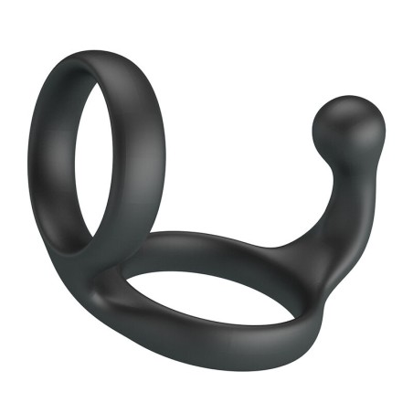 CRAZY BULL FLORIAN ANILLO DOBLE PARA PENE Y TESTICULOS SILICONA NEGRO