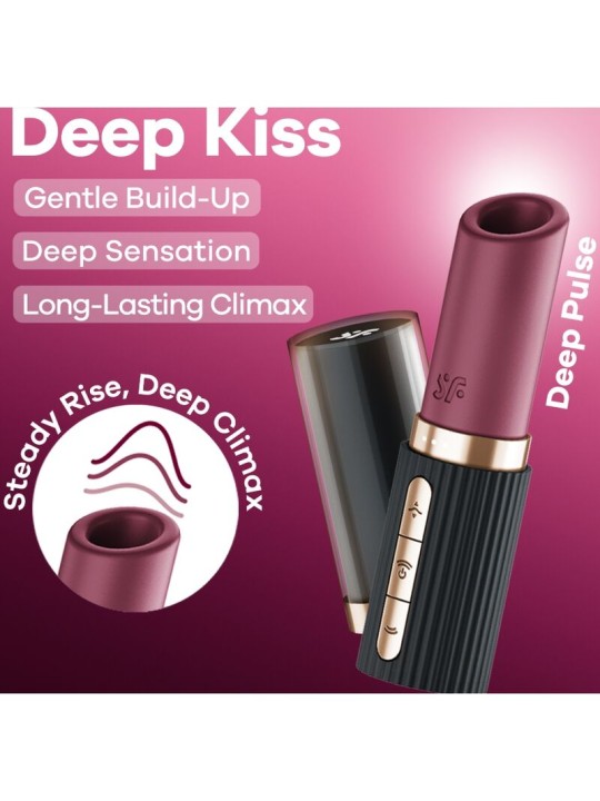 SATISFYER DEEP KISS ESTIMULADOR CLITORIS POR ONDAS GRANATE NEGRO