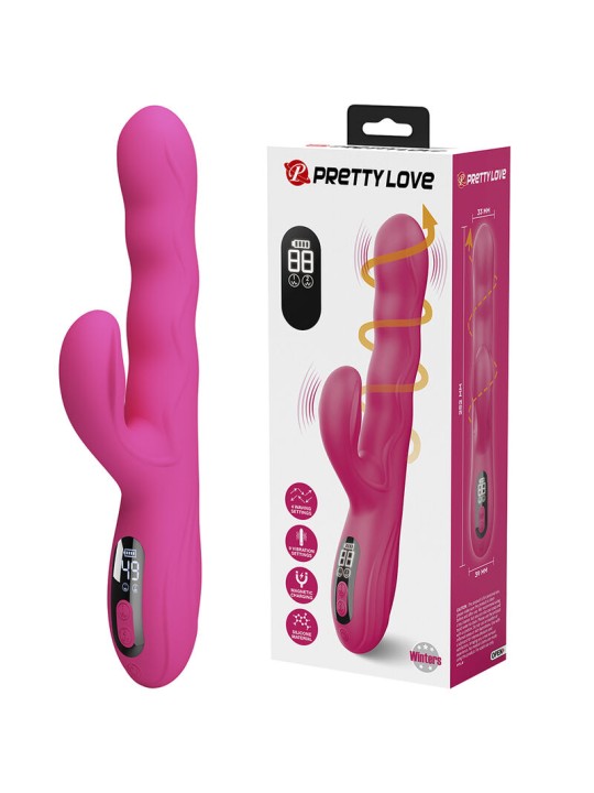 PRETTY LOVE WINTERS VIBRADOR RABBIT MULTIFUNCION CON PANTALLA LED ROSA