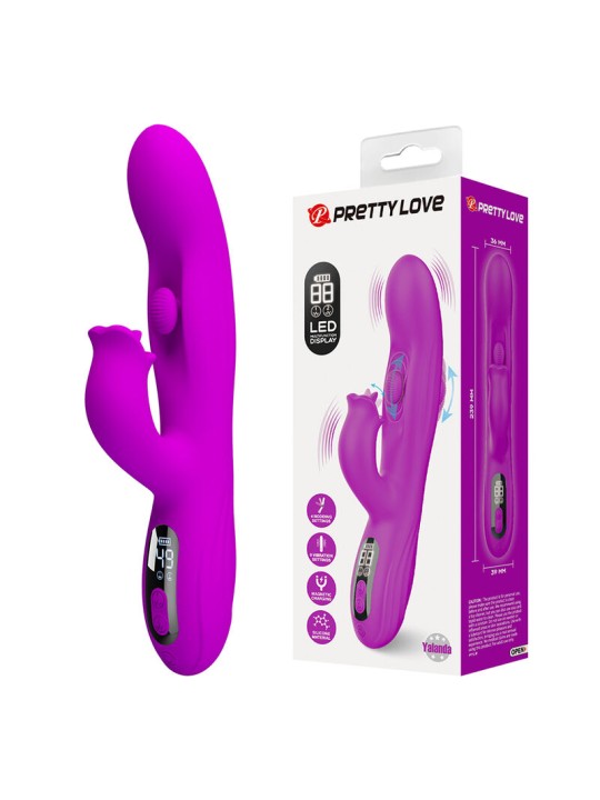 PRETTY LOVE YALANDA VIBRADOR RABBIT OSCILANTE CON PANTALLA LED MORADO