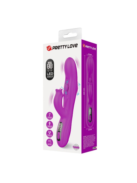 PRETTY LOVE YALANDA VIBRADOR RABBIT OSCILANTE CON PANTALLA LED MORADO