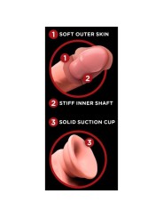 KING COCK PLUS DILDO REALISTA TRIPLE DENSIDAD CON TESTICULOS OSCILANTES 23 CM COLOR NATURAL