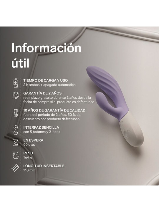 LELO INA TWIST VIBRADOR RABBIT PUNTO G Y CLITORIS LAVANDA