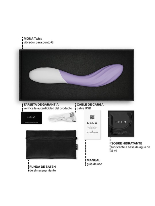 LELO MONA TWIST VIBRADOR PARA PUNTO G RECARGABLE APP CONTROL LAVANDA
