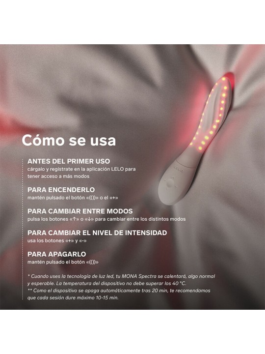 LELO MONA SPECTRA MASAJEADOR INTIMO CON LUZ ROJA RECARGABLE APP CONTROL
