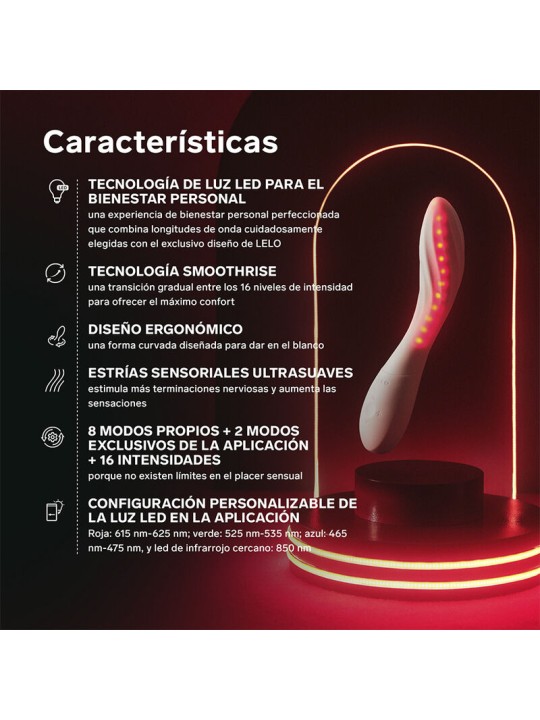 LELO MONA SPECTRA MASAJEADOR INTIMO CON LUZ ROJA RECARGABLE APP CONTROL