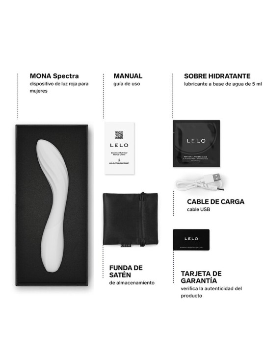 LELO MONA SPECTRA MASAJEADOR INTIMO CON LUZ ROJA RECARGABLE APP CONTROL
