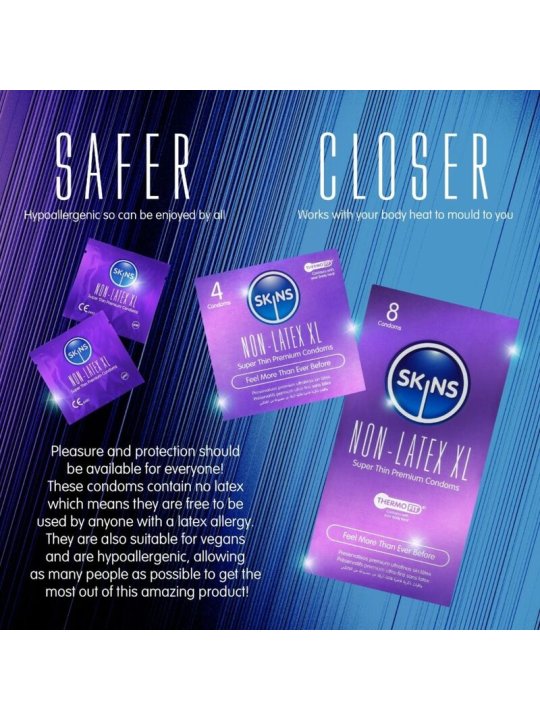 SKINS PRESERVATIVOS SIN LATEX XL PACK 8