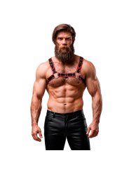 FETISH SUBMISSIVE ATTITUDE ARNES ECOPIEL PECHO HOMBRE NEGRO ROJO