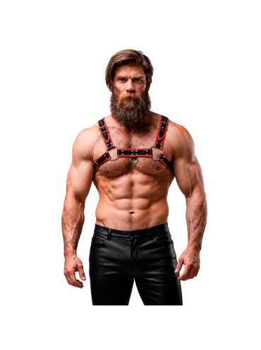 FETISH SUBMISSIVE ATTITUDE ARNES ECOPIEL PECHO HOMBRE NEGRO ROJO