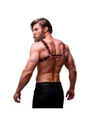 FETISH SUBMISSIVE ATTITUDE ARNES ECOPIEL PECHO HOMBRE NEGRO ROJO