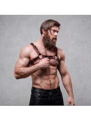 FETISH SUBMISSIVE ATTITUDE ARNES ECOPIEL PECHO HOMBRE NEGRO ROJO