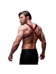 FETISH SUBMISSIVE ATTITUDE ARNES BULLDOG ECOPIEL PECHO HOMBRE NEGRO ROJO