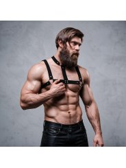 FETISH SUBMISSIVE ATTITUDE ARNES AJUSTABLE ECOPIEL PECHO CON COLLAR HOMBRE