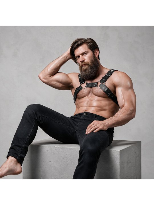 FETISH SUBMISSIVE ATTITUDE ARNES BULLDOG AJUSTABLE ECOPIEL PECHO HOMBRE