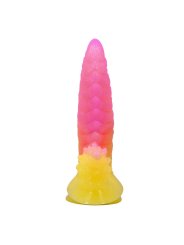 POWER MONSTERS RIPPLIED MONSTER DILDO FANTASIA CON VENTOSA 225 CM O 55 CM ROSA Y AMARILLO