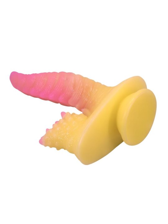 POWER MONSTERS RIPPLIED MONSTER DILDO FANTASIA CON VENTOSA 225 CM O 55 CM ROSA Y AMARILLO