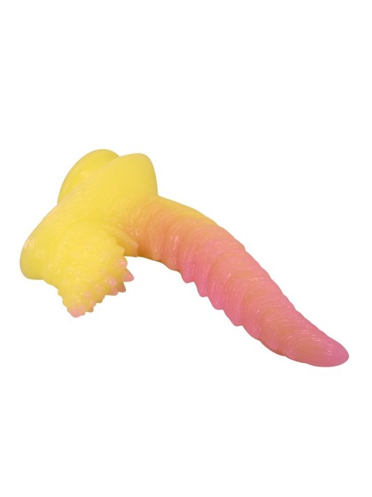 POWER MONSTERS RIPPLIED MONSTER DILDO FANTASIA CON VENTOSA 225 CM O 55 CM ROSA Y AMARILLO