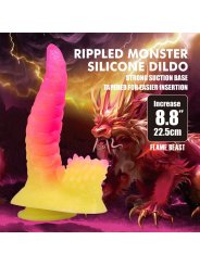 POWER MONSTERS RIPPLIED MONSTER DILDO FANTASIA CON VENTOSA 225 CM O 55 CM ROSA Y AMARILLO