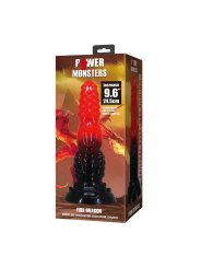 POWER MONSTERS FIRE DRAGON DILDO FANTASIA CON VENTOSA 245 CM O 58 CM ROJO Y NEGRO