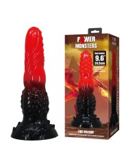 POWER MONSTERS FIRE DRAGON DILDO FANTASIA CON VENTOSA 245 CM O 58 CM ROJO Y NEGRO