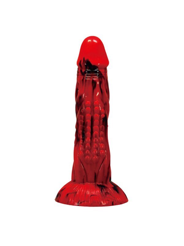 POWER MONSTERS MINOTAUR DILDO FANTASIA CON VENTOSA 21 CM O 5 CM ROJO Y NEGRO