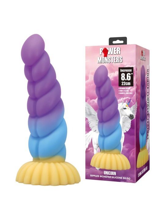 POWER MONSTERS UNICORN DILDO TRICOLOR 22 CM O 5 CM