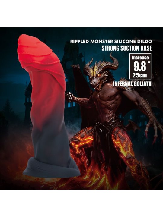 POWER MONSTERS INFERNAL GOLIATH DILDO BICOLOR 25 CM O 6 CM