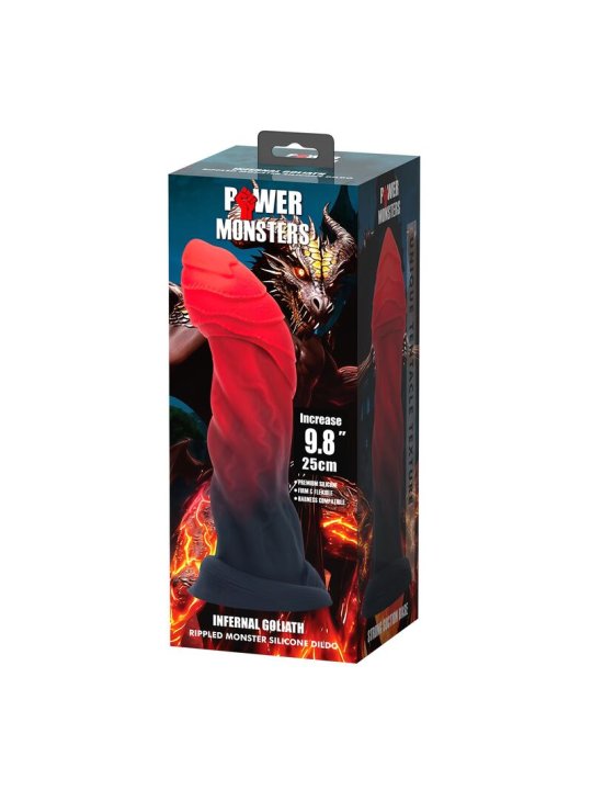 POWER MONSTERS INFERNAL GOLIATH DILDO BICOLOR 25 CM O 6 CM