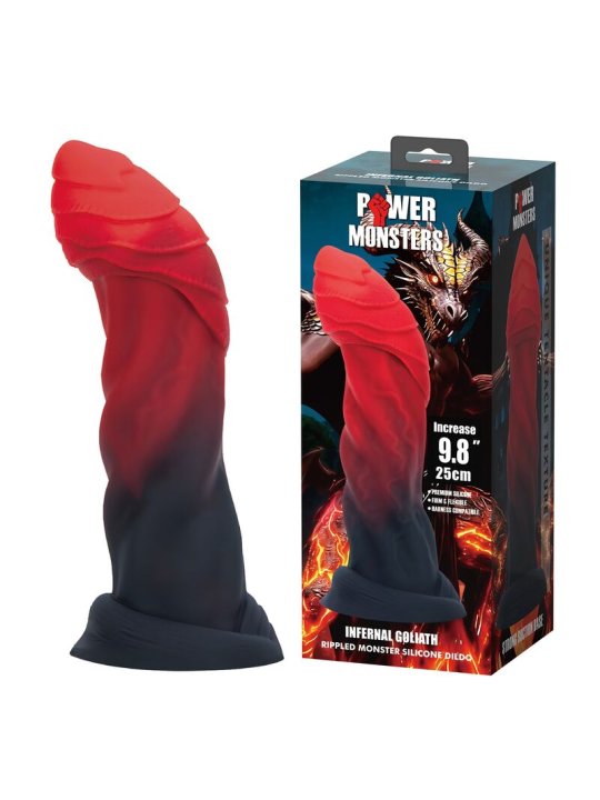 POWER MONSTERS INFERNAL GOLIATH DILDO BICOLOR 25 CM O 6 CM