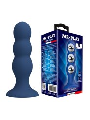 MR PLAY PLUG ANAL CON 3 BOLAS METALICAS Y VENTOSA AZUL