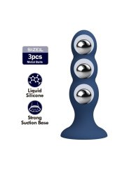 MR PLAY PLUG ANAL CON 3 BOLAS METALICAS Y VENTOSA AZUL