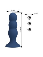 MR PLAY PLUG ANAL CON 3 BOLAS METALICAS Y VENTOSA AZUL