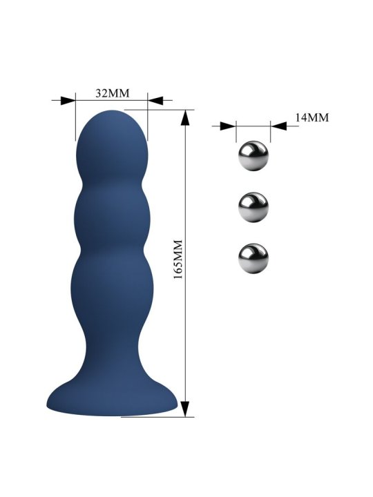 MR PLAY PLUG ANAL CON 3 BOLAS METALICAS Y VENTOSA AZUL