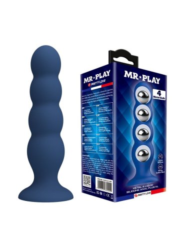 MR PLAY PLUG ANAL CON 4 BOLAS METALICAS Y VENTOSA AZUL