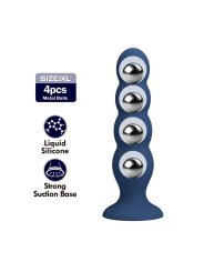 MR PLAY PLUG ANAL CON 4 BOLAS METALICAS Y VENTOSA AZUL