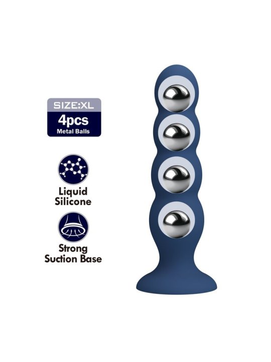 MR PLAY PLUG ANAL CON 4 BOLAS METALICAS Y VENTOSA AZUL