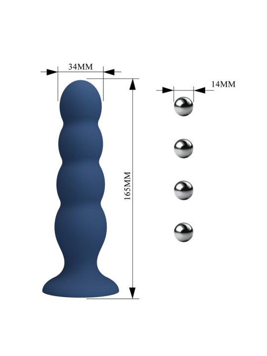 MR PLAY PLUG ANAL CON 4 BOLAS METALICAS Y VENTOSA AZUL